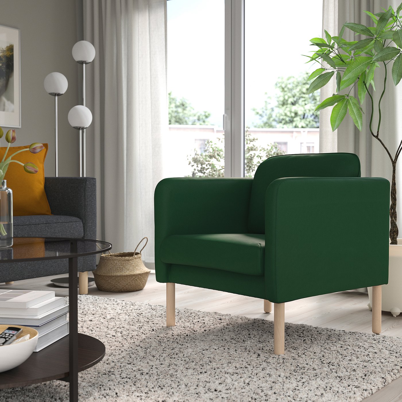 VISKABACKA armchair, Vissle dark green - IKEA