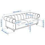 VISKAFORS 3-seat sofa, Lejde anthracite/birch