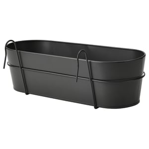 VITLÖK Flower box with holder, in/outdoor/anthracite, 56x20 cm