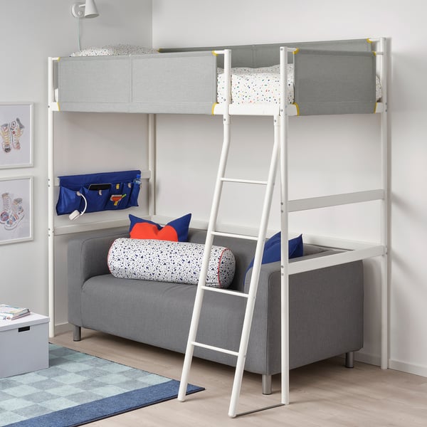 Kaliber Slang paradijs VITVAL Loft bed frame, white/light grey, 90x200 cm - IKEA