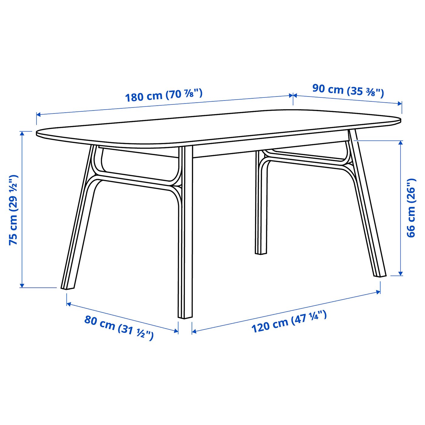 VOXLÖV dining table, light bamboo, 180x90 cm - IKEA