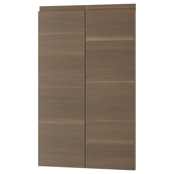 VOXTORP 2-p door f corner base cabinet set, left-hand/walnut effect, 25x80 cm
