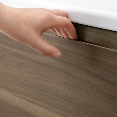 VOXTORP 2-p door f corner base cabinet set, right-hand/walnut effect, 25x80 cm