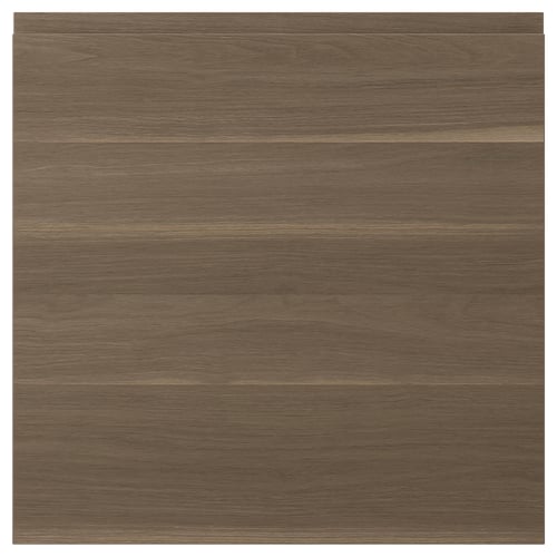 A dark walnut-colored wooden panel with a smooth finish, depicting a modern and sleek design.