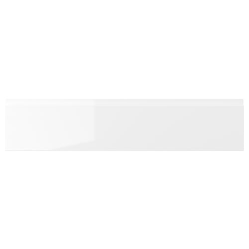 VOXTORP high-gloss white drawer fronts, sleek modern design with integrated handles.