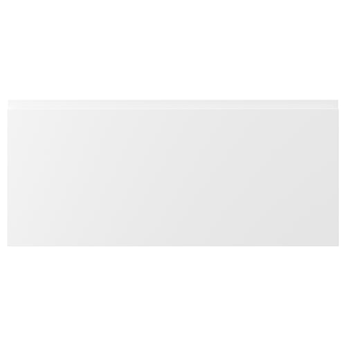 VOXTORP: white, square drawer fronts with integrated handles, smooth matte finish.