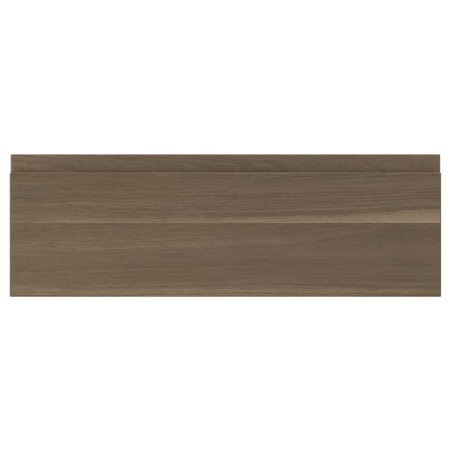 VOXTORP drawer front, dark walnut finish, rectangular shape. Minimalist design with integrated handles.