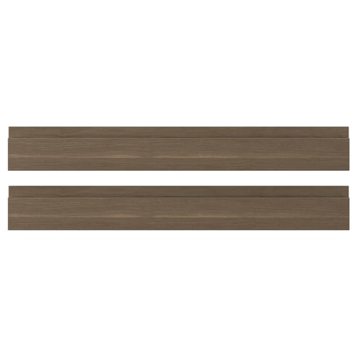 Two brown rectangular wooden panels with smooth finish.