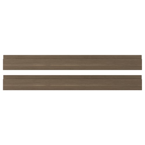 VOXTORP drawer fronts with a dark walnut effect, sleek design, and integrated handles made from abs plastic and fibreboard.
