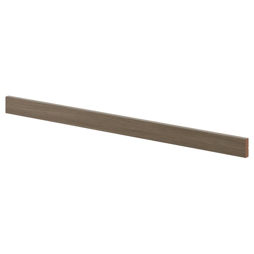 This is a dark walnut VOXTORP front, rectangular, made of fiberboard with plastic foil, designed for modern, minimalist kitchens.