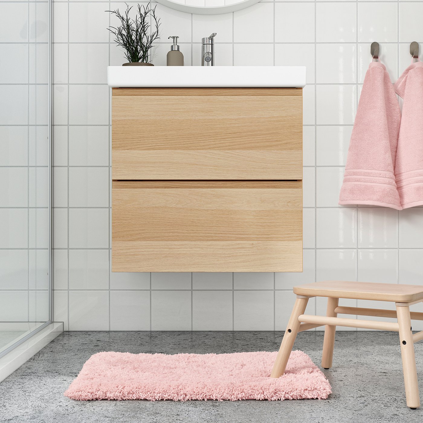 ALMTJÄRN アルムティエルン バスマット, ピンク, 40x60 cm - IKEA