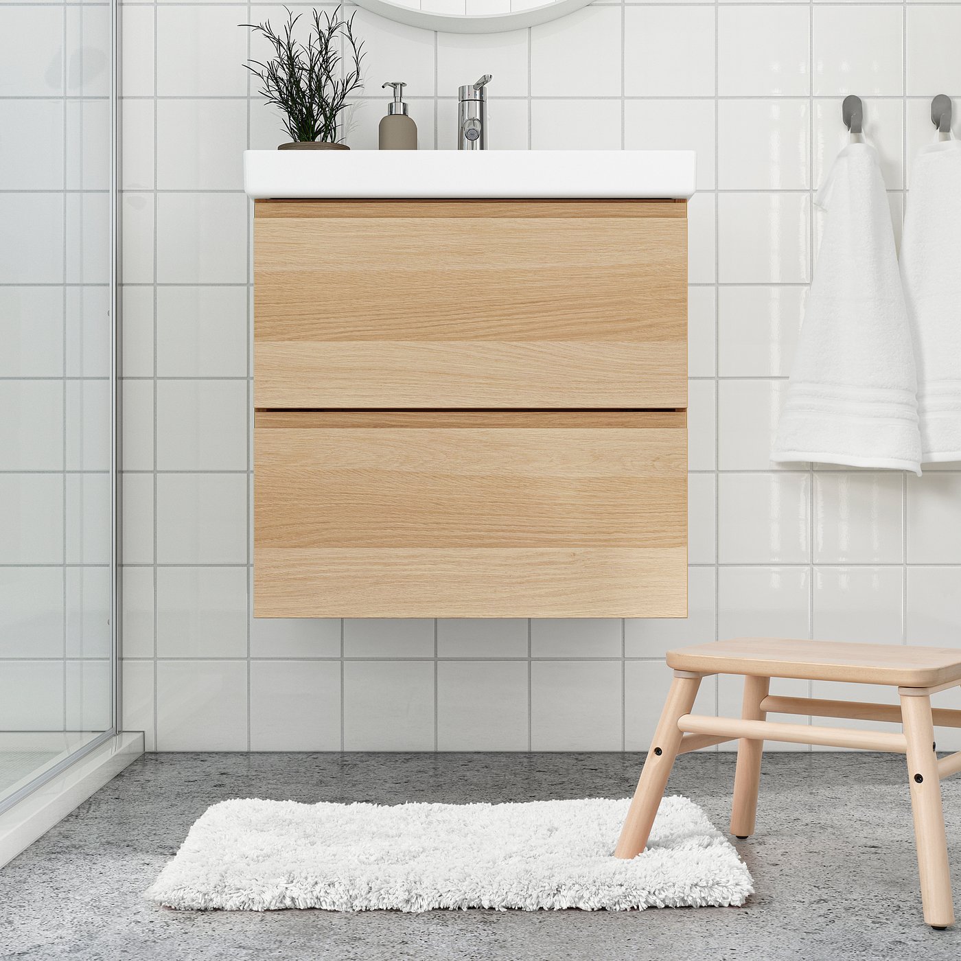 ALMTJÄRN アルムティエルン バスマット, ホワイト, 40x60 cm - IKEA