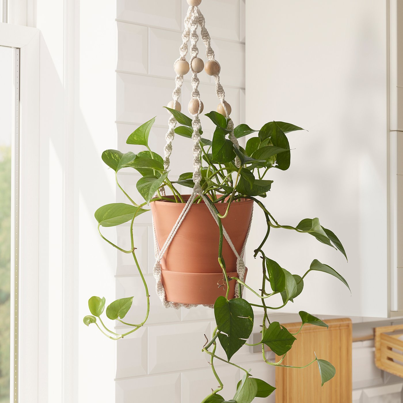 Anvandbar アンヴェンドバール 植木鉢用ネット つり下げ型 ナチュラル Ikea