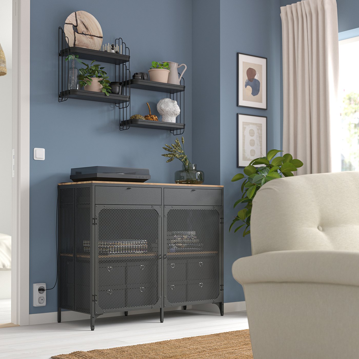 ビンテージ IKEA ウォールシェルフ FJÄLLBO フィエルボ ウォールシェルフコンビネーション, ブラック - IKEA