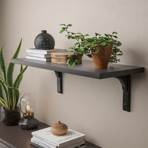 Bergshult ベリスフルト Ramshult ラムスフルト ウォールシェルフ ブラウンブラック 80x30 Cm Ikea