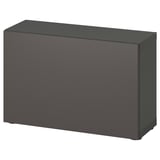 BESTÅ ベストー シェルフユニット 扉付, ダークグレー/ラップヴィーケン ダークグレー, 60x22x38 cm