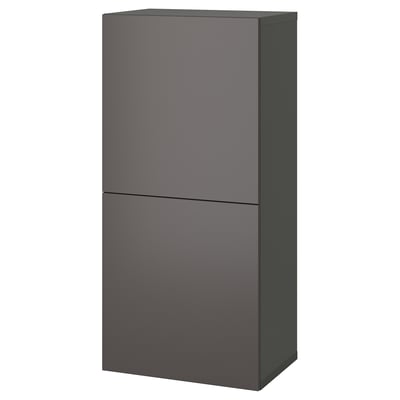 BESTÅ ベストー シェルフユニット 扉付, ダークグレー/ラップヴィーケン ダークグレー, 60x42x129 cm