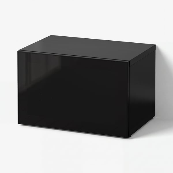 BESTÅ ベストー シェルフユニット ガラス扉付, ブラックブラウン/グラスヴィーク ブラック/スモークガラス, 60x42x38 cm