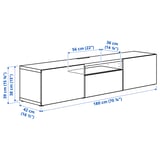 BESTÅ ベストー テレビ台, ホワイト/クルークマカーレ ダークグレーグリーン, 180x42x39 cm