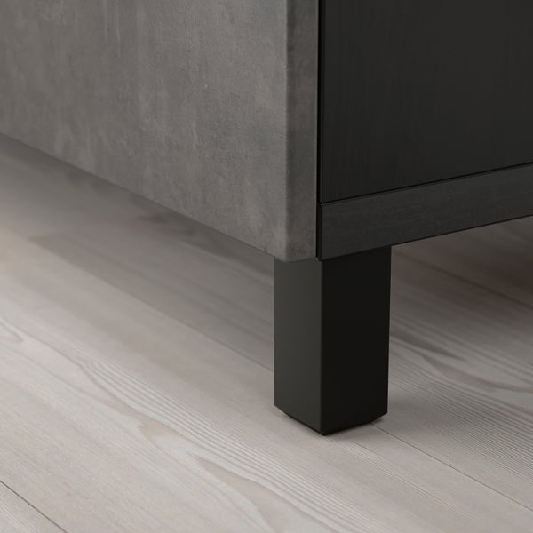 Besta ベストー テレビ台 扉付き ブラックブラウン カルヴィーケン ストゥッバルプ ダークグレー コンクリート調 1x40x74 Cm Ikea