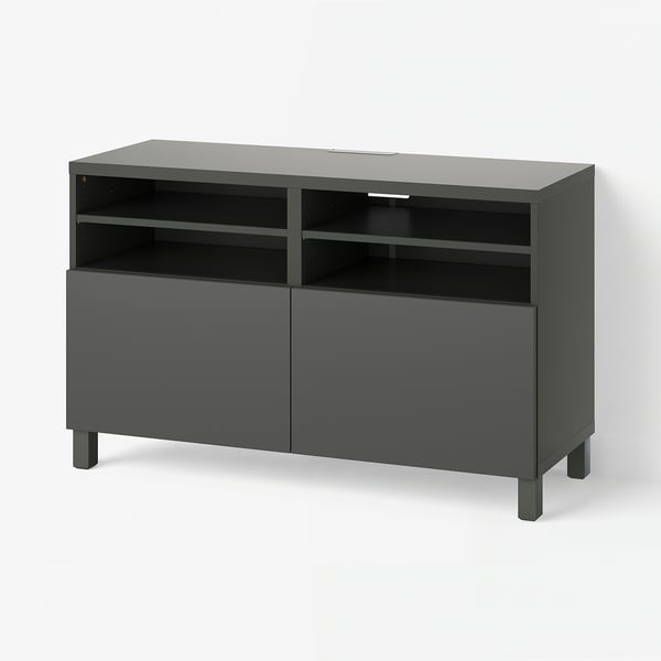 BESTÅ ベストー テレビ台 扉付き, ダークグレー/ラップヴィーケン/ストゥッバルプ ダークグレー, 120x42x74 cm