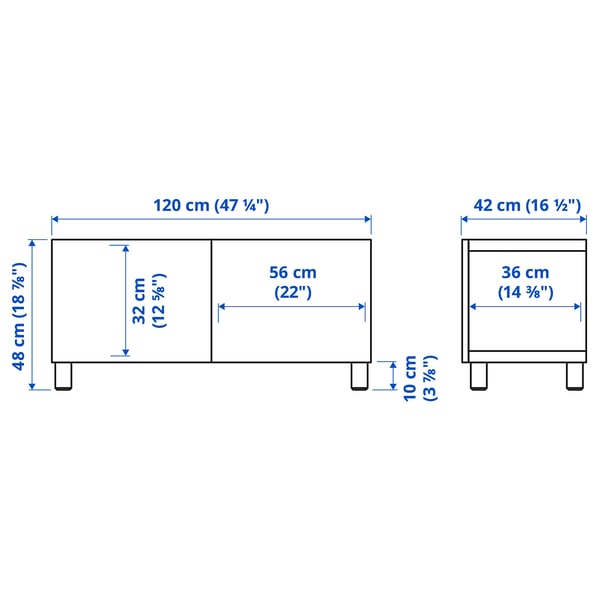 BESTÅ ベストー テレビ台 扉付き, ホワイト カルヴィーケン/ストゥッバルプ/ライトグレー, 120x42x48 cm