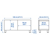 BESTÅ ベストー テレビ台 扉付き, ホワイト カルヴィーケン/ストゥッバルプ/ライトグレー, 120x42x48 cm