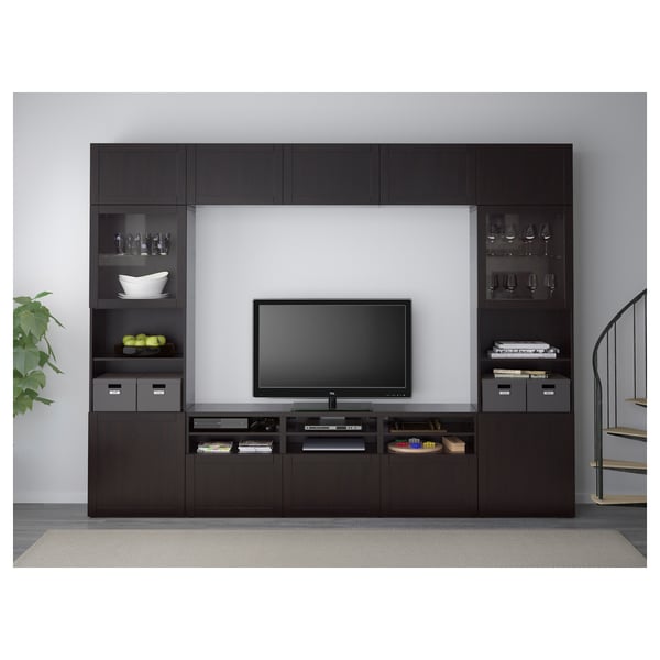 Besta ベストー テレビボード ガラス扉 ハンヴィーケン ブラックブラウンクリアガラス Ikea
