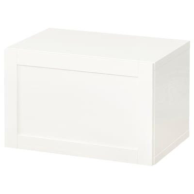 BESTÅ ベストー 壁取り付け式キャビネットコンビネーション, ホワイト/ハンヴィーケン, 60x42x38 cm