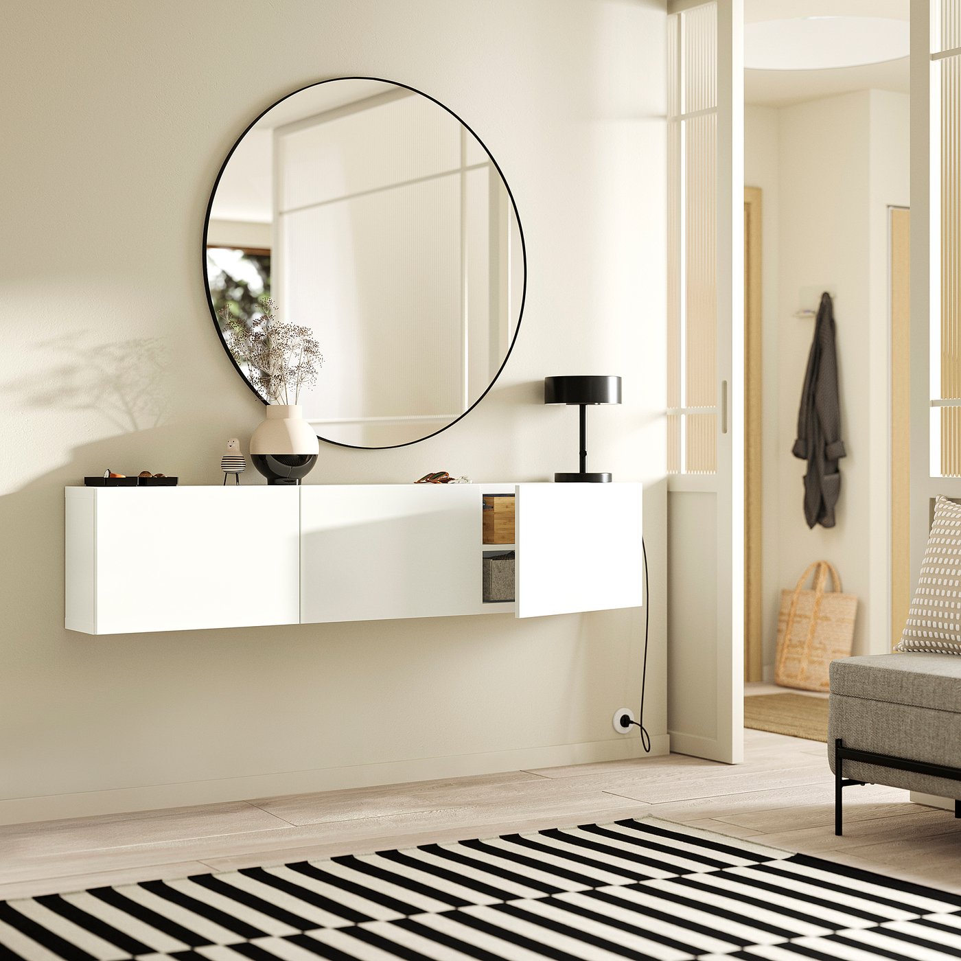 BESTÅ ベストー 壁取り付け式キャビネットコンビネーション, ホワイト