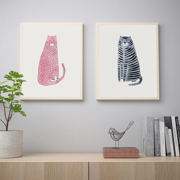 Bild ビルド ポスター ピンクとブルーの猫 40x50 Cm Ikea Bild ビルド ポスター ピンクとブルーの猫 40x50 Cm Ikea