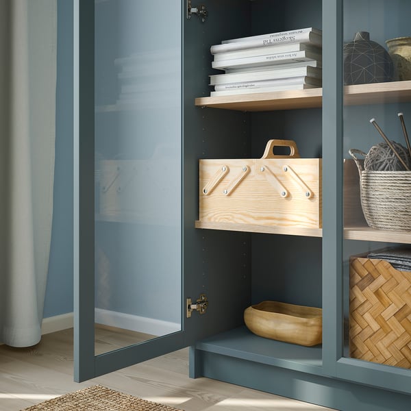 Billy ビリー 本棚 ガラス扉付き グレーターコイズ ホワイトステインオーク材突き板 80x30x2 Cm Ikea