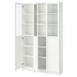 BILLY ビリー / OXBERG オクスベリ 本棚 パネル/ガラス扉付き, ホワイト/ガラス, 120x30x202 cm