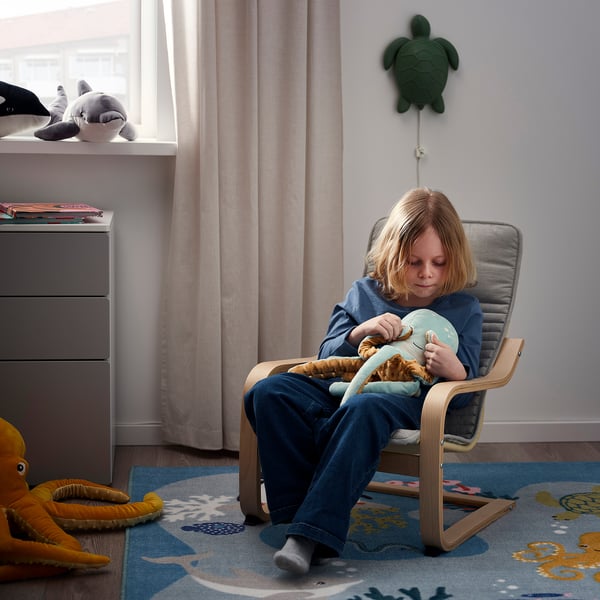 BLÅVINGAD ブローヴィンガード ぬいぐるみ LEDナイトライト付き, ターコイズ タコ/電池式