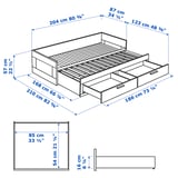 BRIMNES ブリムネス ベッドルーム家具3点セット, ホワイト, 80x200 cm
