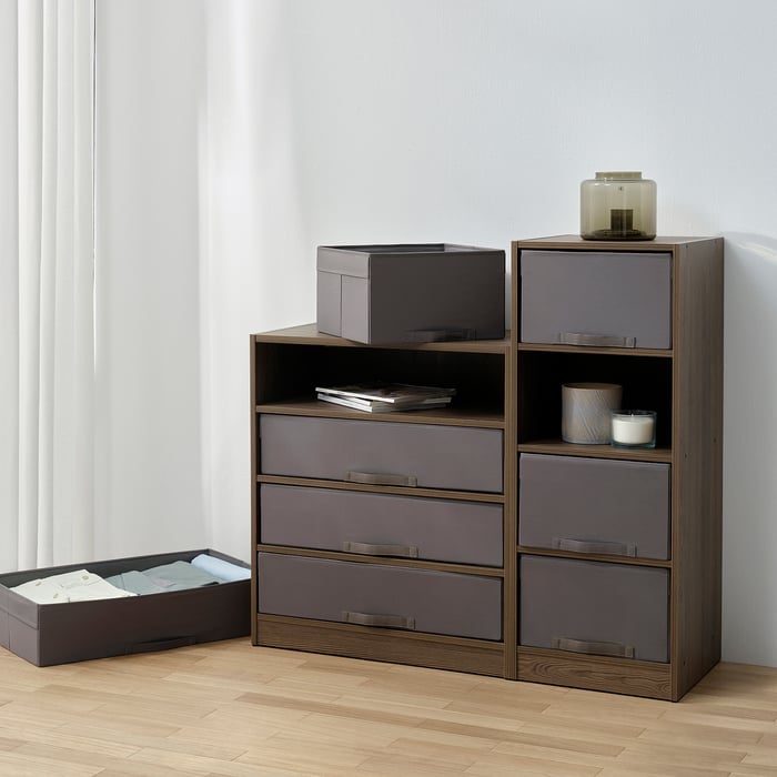 BRUKSVARA ブルクスヴァーラ 収納ユニット ボックス4個付き, ブラウン/ダークグレー, 40x104 cm IKEA