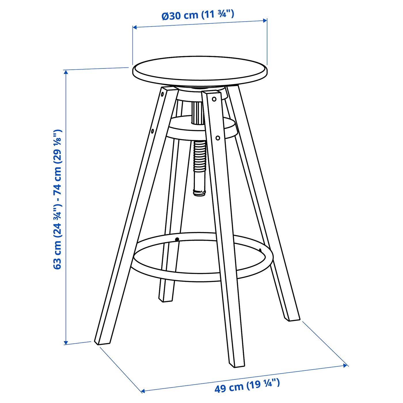 DALFRED ダルフレッド カウンターチェア, イエロー, 63-74 cm - IKEA