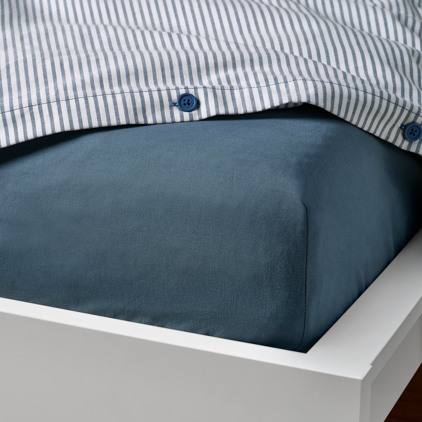 DVALA ドヴァーラ ボックスシーツ, ブルー, 140x200 cm - IKEA