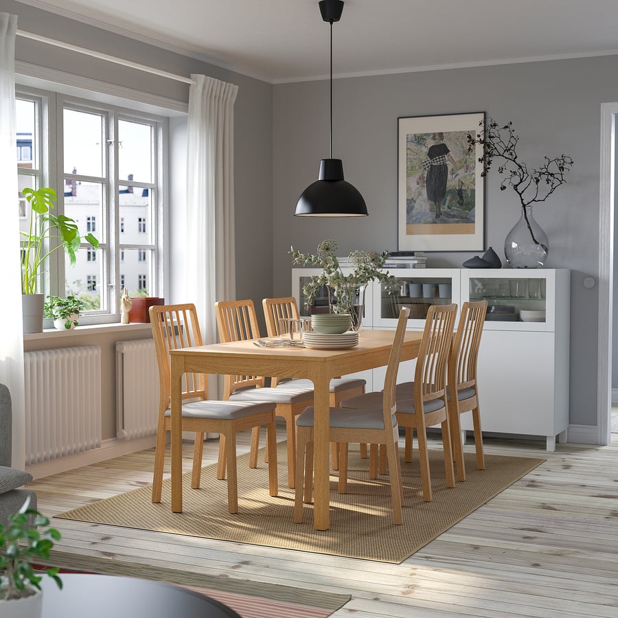 EKEDALEN エーケダーレン / EKEDALEN エーケダーレン テーブル＆チェア6脚, オーク オーク/オッルスタ ライトグレー