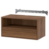 EKET エーケト 壁取り付け式メディアシェルフ レール付き, ブラウン/ウォールナット調, 70x35x35 cm