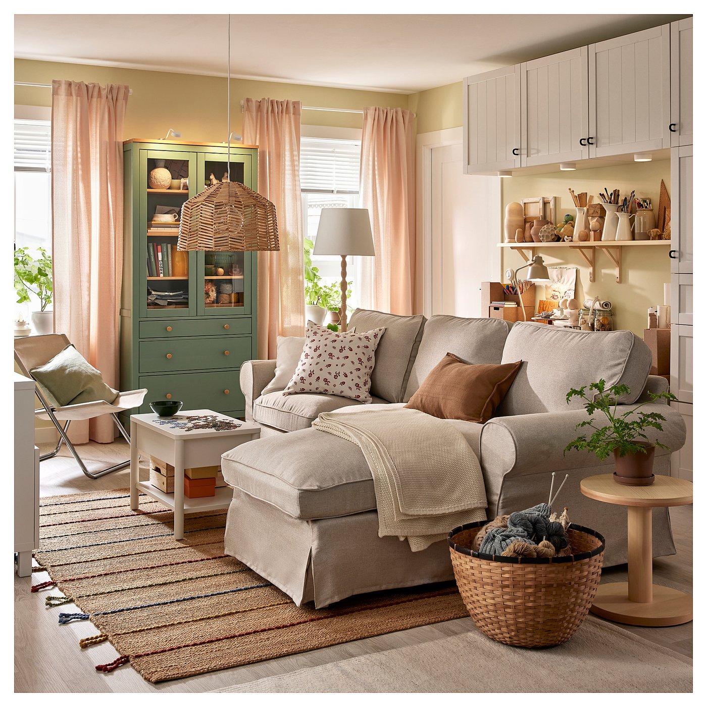 EKTORP エークトルプ 3人掛けソファ 寝椅子付き, キランダ ライト