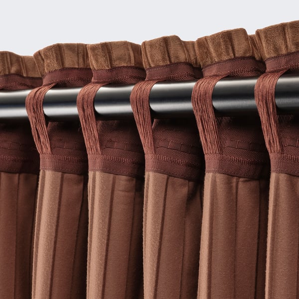 Eldtorn エルドトルン 遮光カーテン わずかに透光 1組 ブラウン 145x250 Cm Ikea