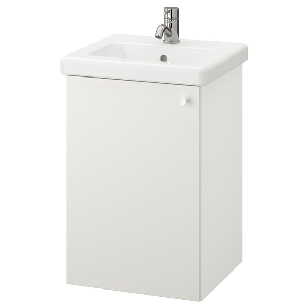 Enhet エーンヘート Tvallen トヴェレン 洗面台 扉1枚 ホワイト Pilkan ピルコーン 水栓 44x43x65 Cm Ikea