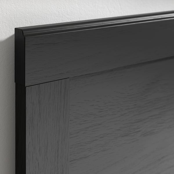 FÅGELFJÄLLET フォーゲルフィェレット ベッドフレーム 収納ボックス2個付き, ブラック オーク調/ルーローイ, 90x200 cm