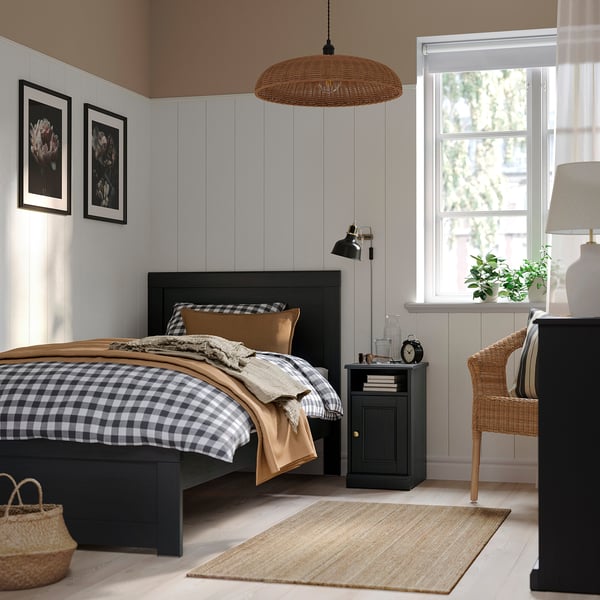 FÅGELFJÄLLET フォーゲルフィェレット ベッドルーム家具2点セット, ブラック オーク調, 90x200 cm