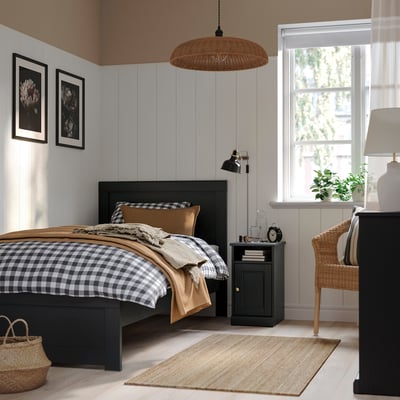 FÅGELFJÄLLET フォーゲルフィェレット ベッドルーム家具2点セット, ブラック オーク調, 90x200 cm