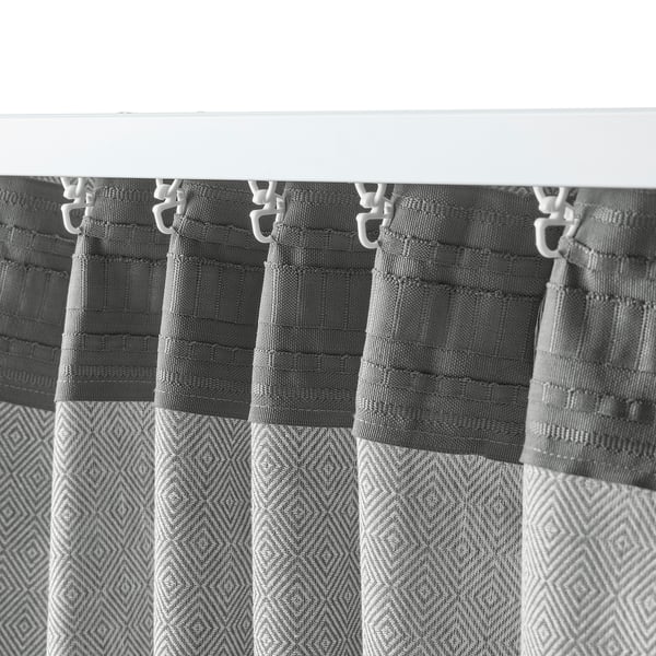 Fjadermott フィェデルモット カーテン1組 ホワイト グレーグリーン 145x250 Cm Ikea
