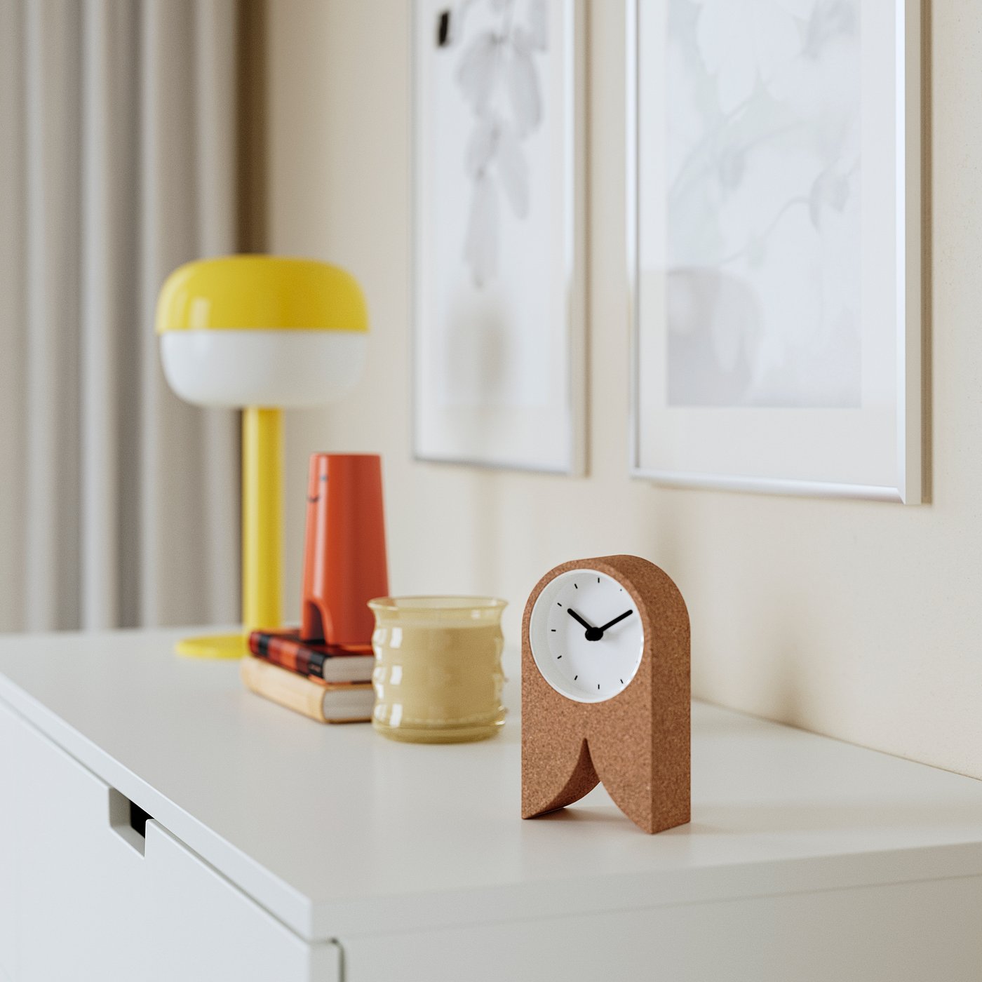 ★希少レアほぼ未使用★北欧IKEA (廃盤品)鍵穴型 掛時計 置時計 収納 FLODKRÄFTA フロードクレフタ 時計, コルク ホワイト, 8x15x4 cm - IKEA