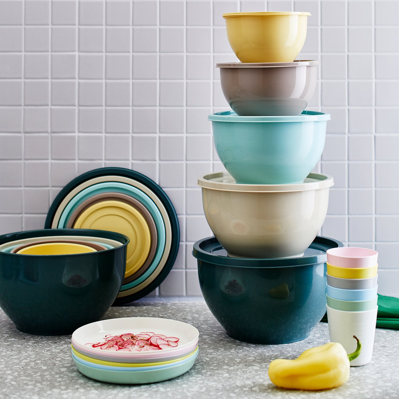 GARNITYREN ガルニティレン ボウル ふた付き 5点セット, ミックス