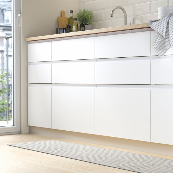 GATUSEKTION ガートセクショーン キッチンマット, グレー/チェック, 45x180 cm